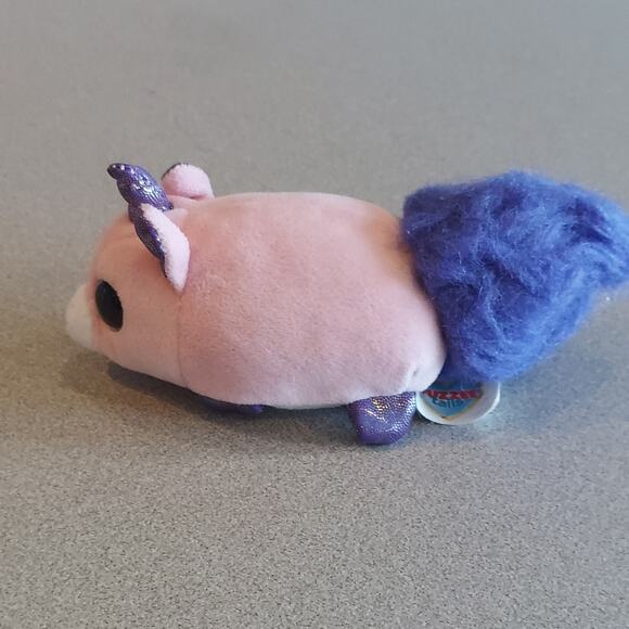 Fuzzee Tails Pink Purple Unicorn Abra 6" Plush Glitter Eyes Stuffed Animal - Picture 5 of 7